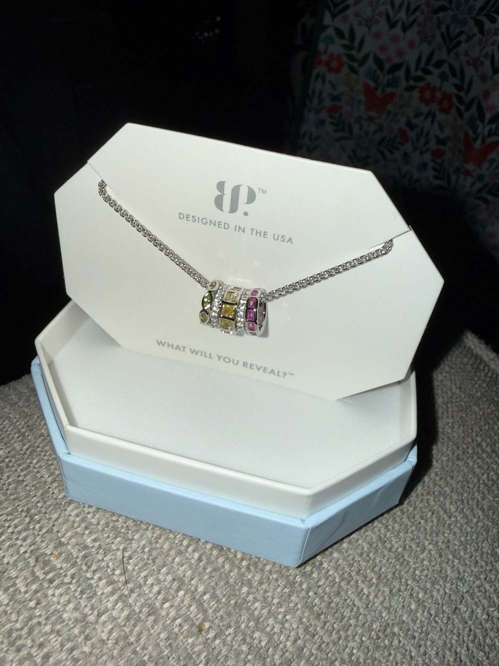 Dreaming of You NK52838 Multi-Color Cubic Zirconia Rhodium Plated Cylinder Neckl